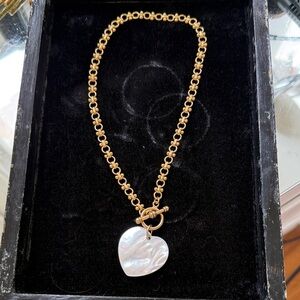 Brinker + Eliza Gold and Mother of Pearl Heart Pendant Necklace